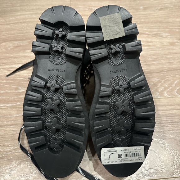 New All Saints Wanda Shearling Black Suede Hiking Combat Boots Size 36 - Picture 7 of 9